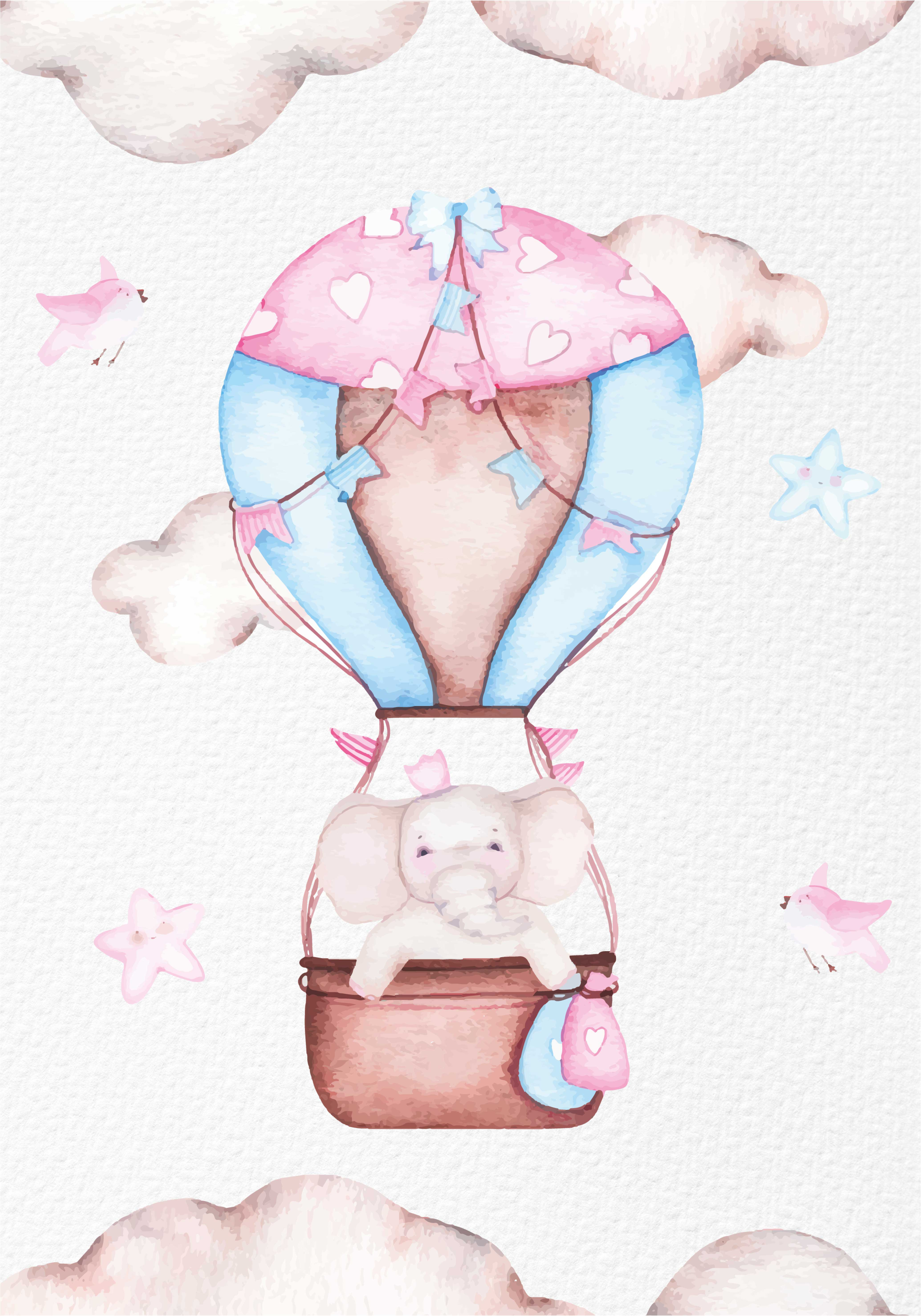 Pembe pvc halı sevimli sıcak hava balonu - TenStickers