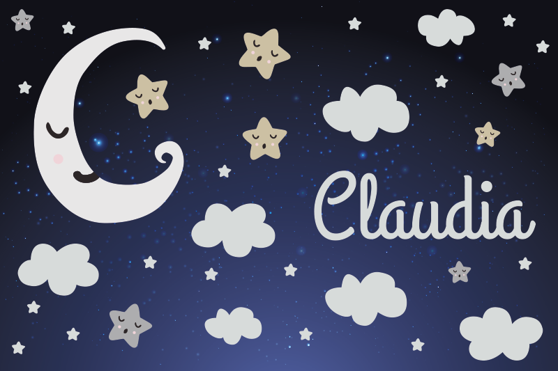 Muhteşem ay ve yıldızlar bebekler vinil halı - TenStickers