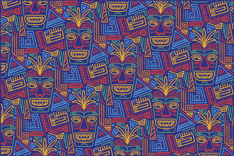 Renkli kabile maskeleri vinil halı - TenStickers