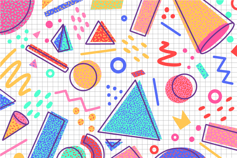 Retro memphis tarzı geometrik vinil halı - TenStickers