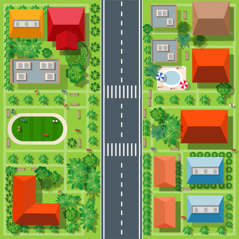 çocuklar için muhteşem şehir yol vinil halı - TenStickers