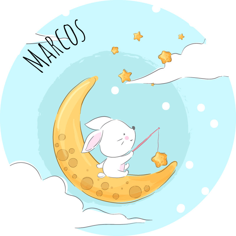 Ay ve yıldızlar ile kişiselleştirilebilir vinil halı - TenStickers