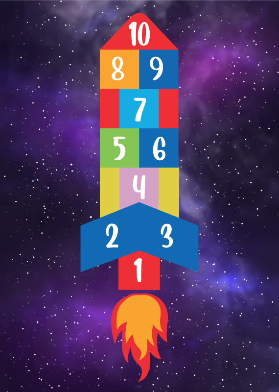 Inanılmaz roket şekilli seksek oyunu vinil halı - TenStickers