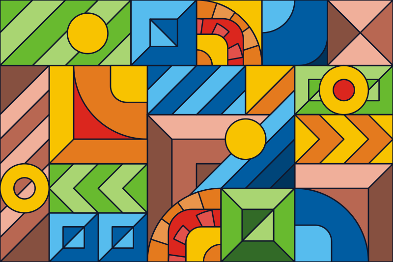 Inanılmaz renkli soyut mozaik vinil halı - TenStickers