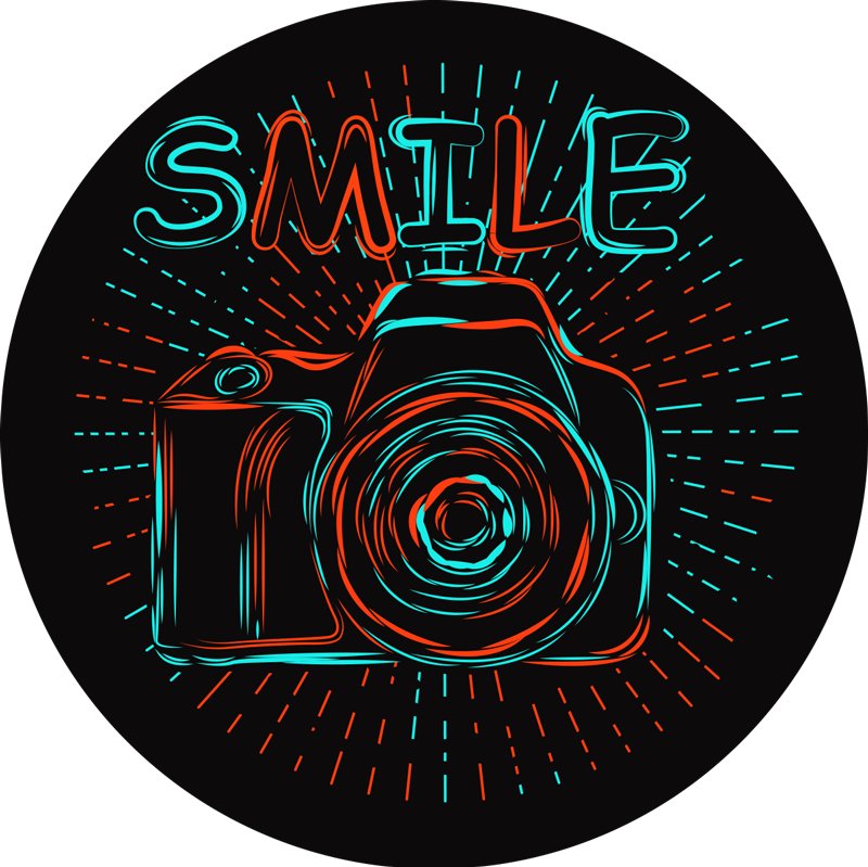 Retro kamera vinil halı vintage tarzı - TenStickers