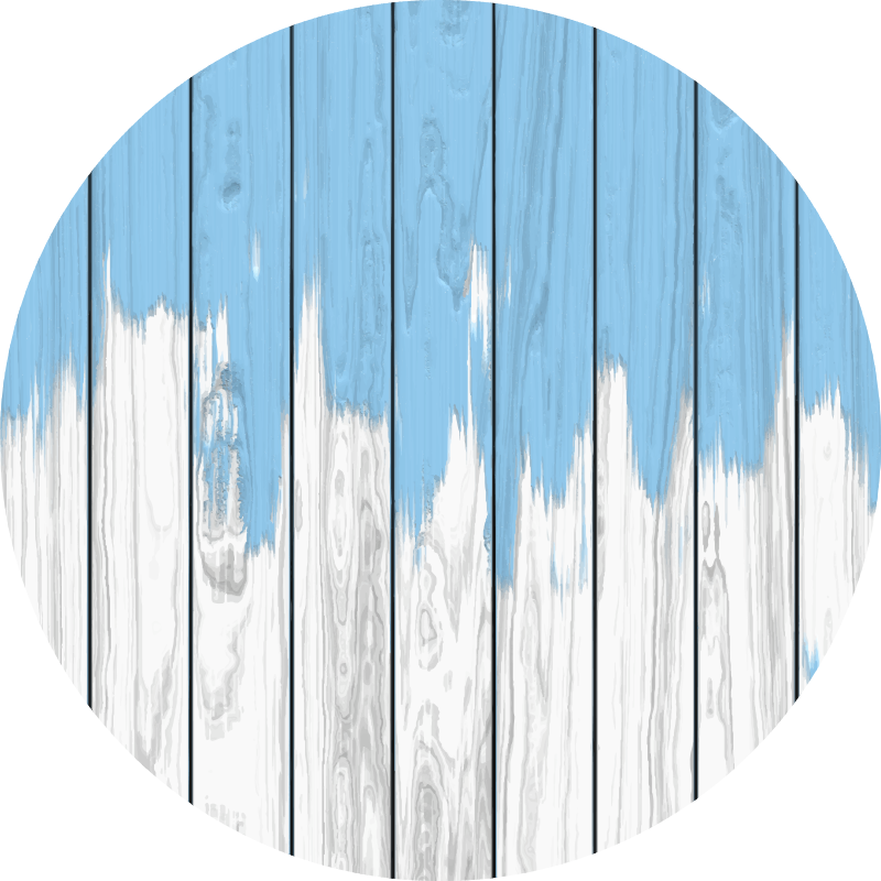 Yuvarlak beyaz ve mavi ahşap vinil halı - TenStickers