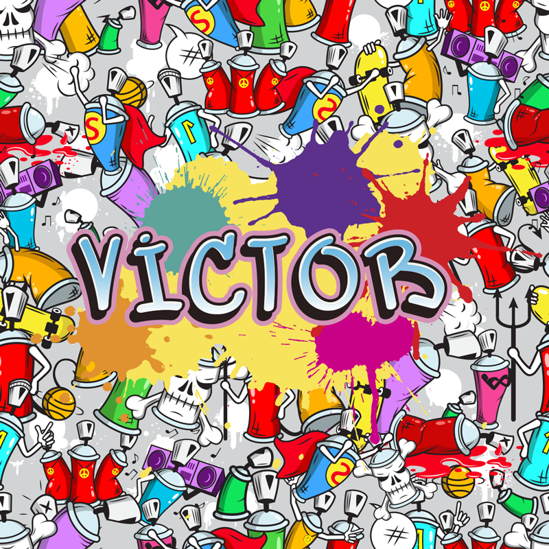 Isimli çok renkli grafiti vinil halı - TenStickers