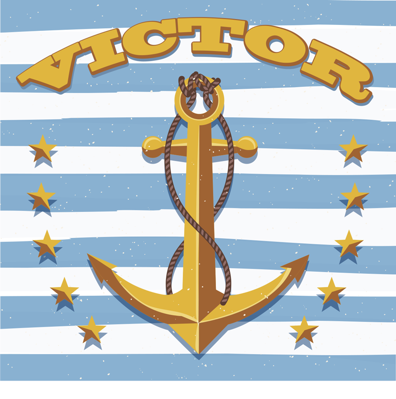 Kişiselleştirilmiş çapa çocuklar vinil halı adı - TenStickers