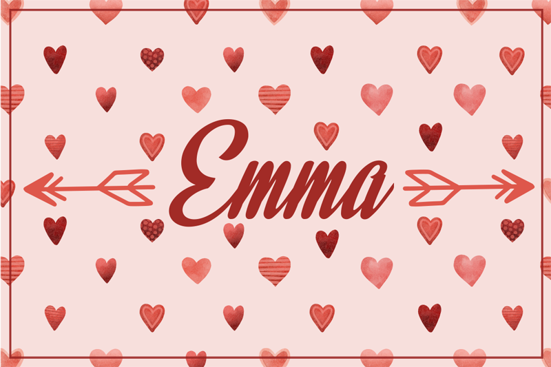 Kişiselleştirilmiş kalp teması isimlerle pvc halı - TenStickers