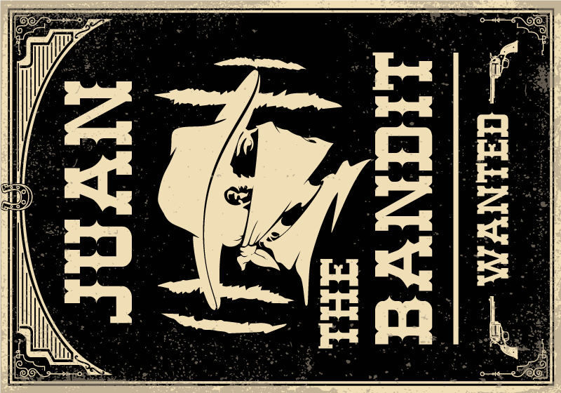 Batılı haydut teması isimlerle pvc halı - TenStickers