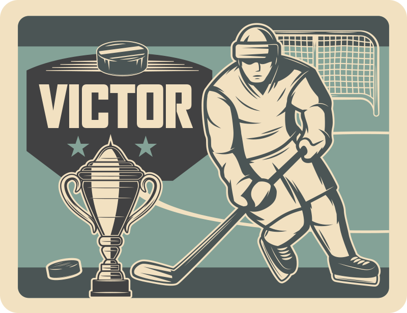 Adı çocuk vinil kilim ile hokey oyuncusu - TenStickers