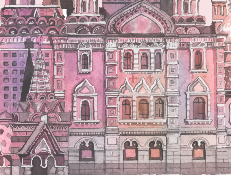 Suluboya moskova anıt modern halı - TenStickers