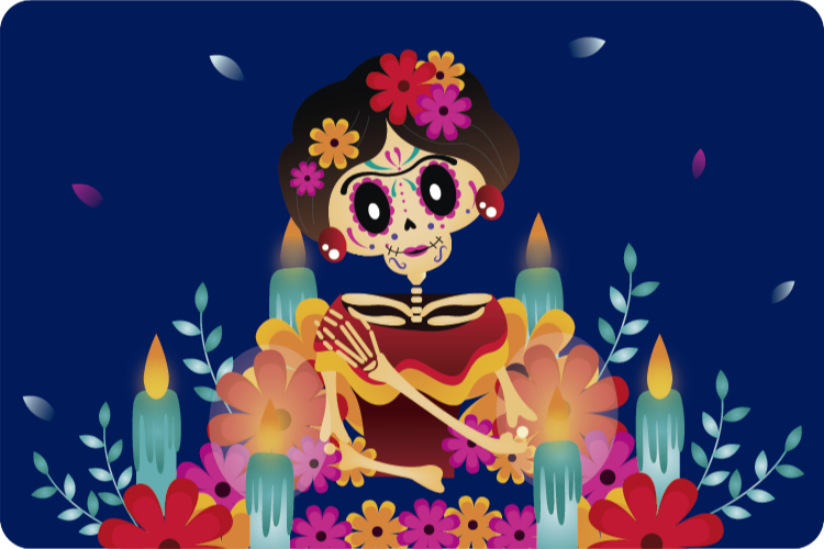 şenlikli iskelet cadılar bayramı pvc halı - TenStickers