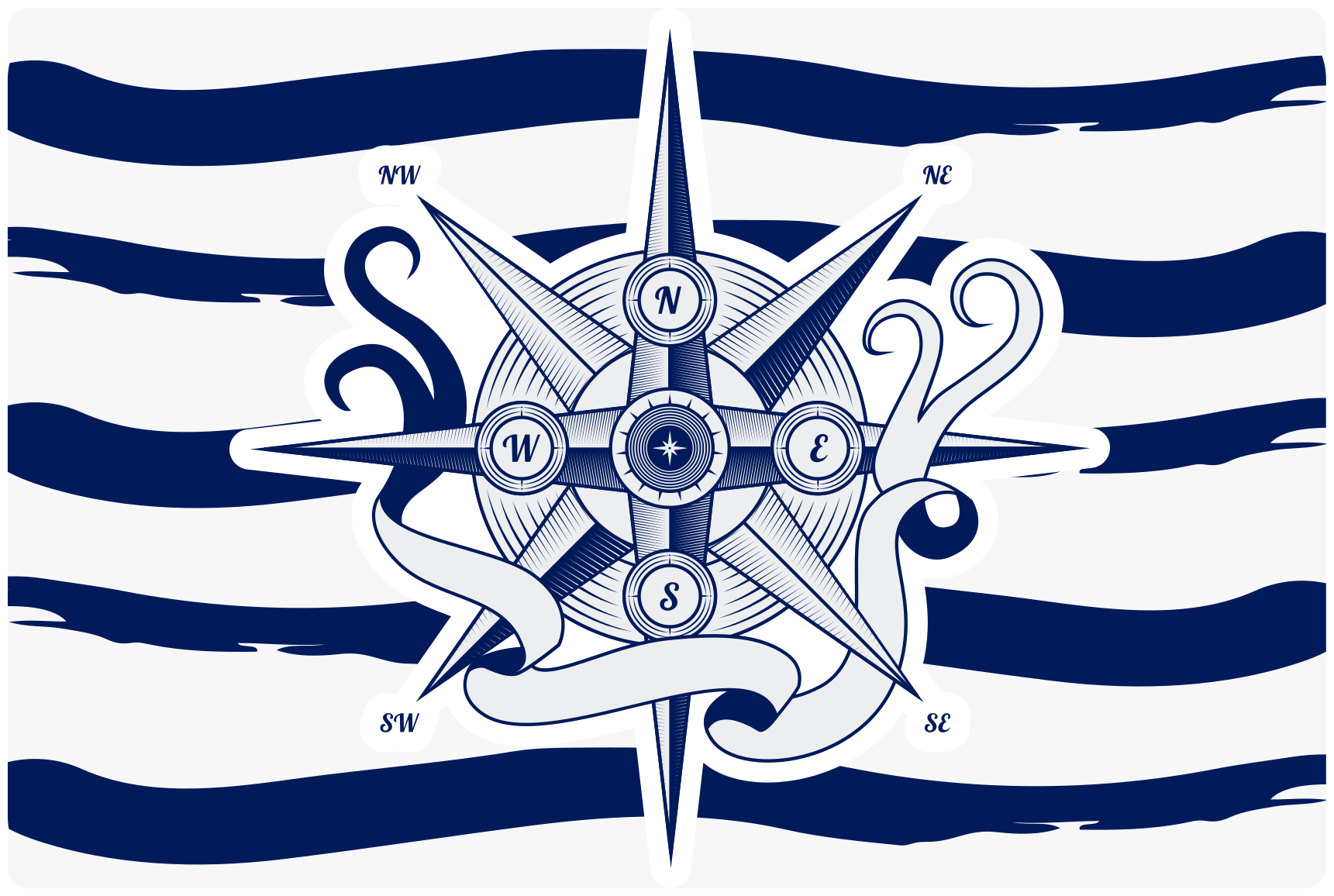 Deniz pusulası dünya haritası pvc halı - TenStickers