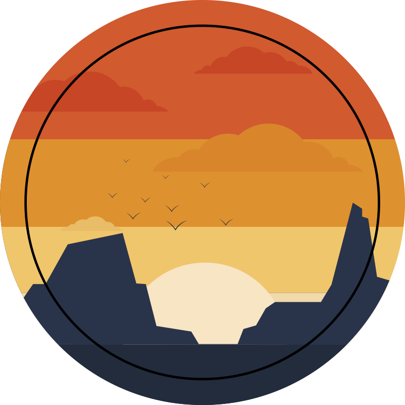 Batı gün batımı dairesel halı - TenStickers