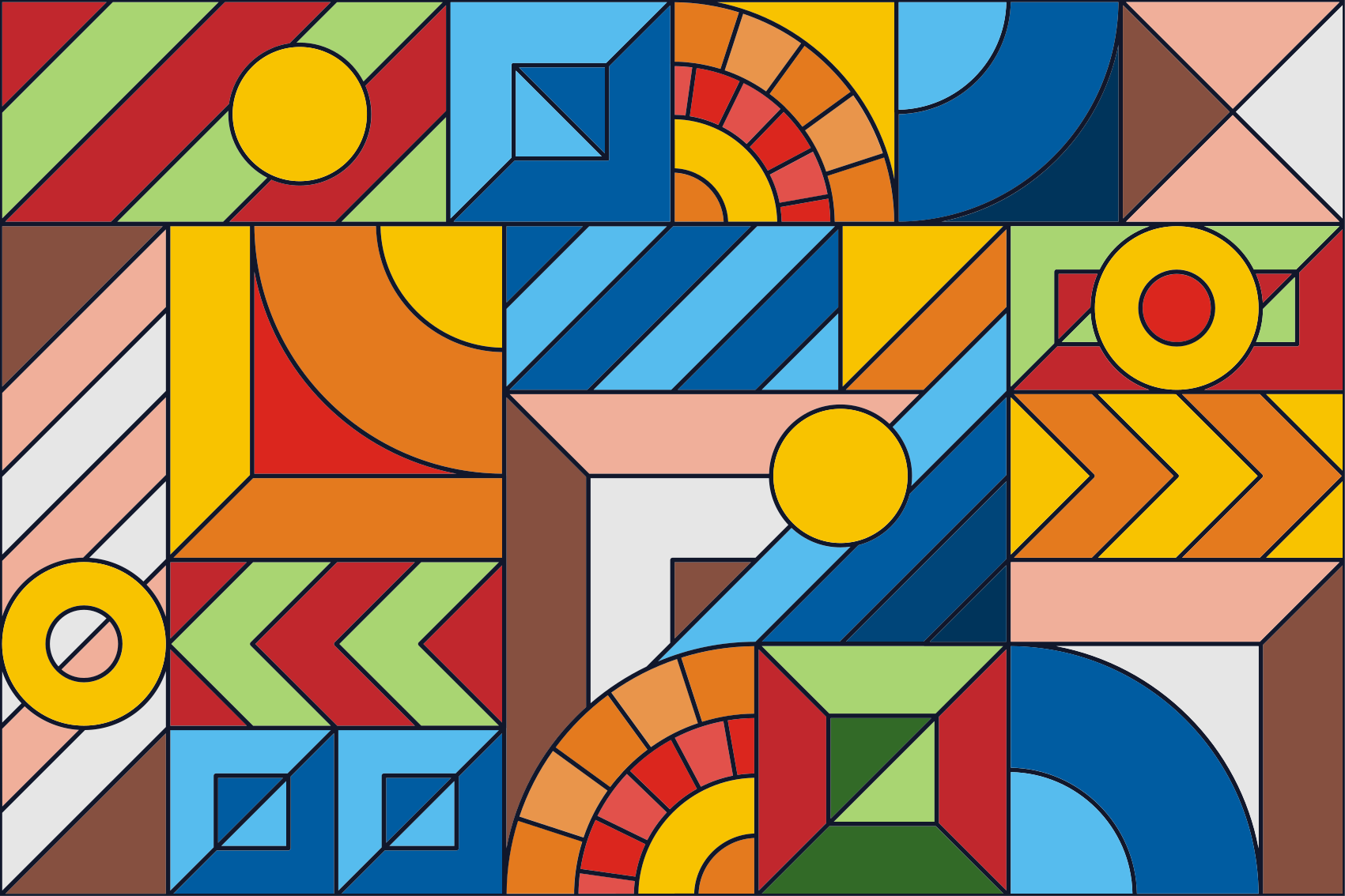 Renkli mozaik yer karoları - TenStickers