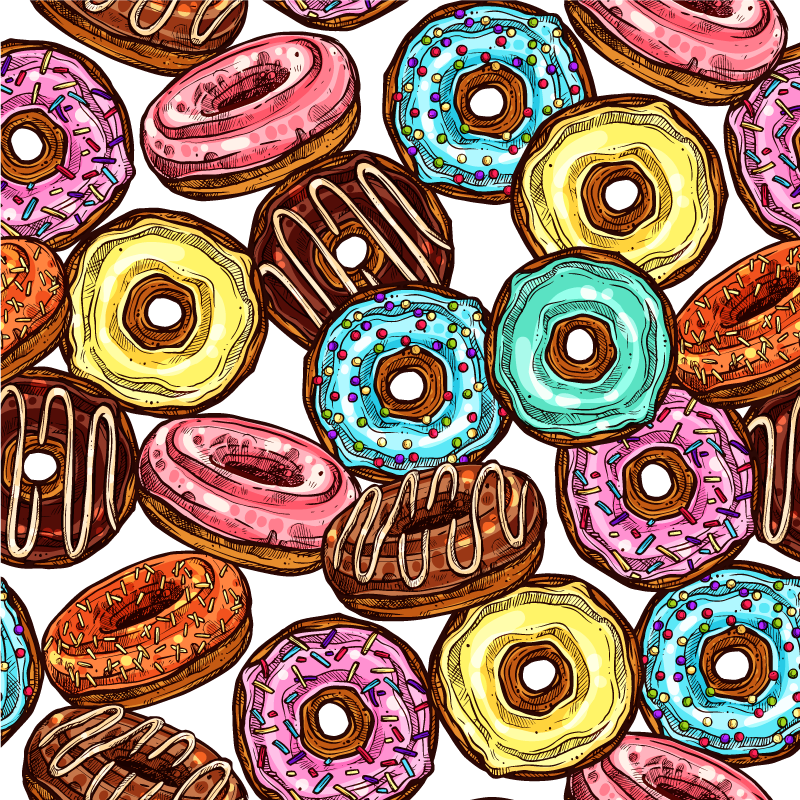 Donuts arka plan kare vinil halı - TenStickers