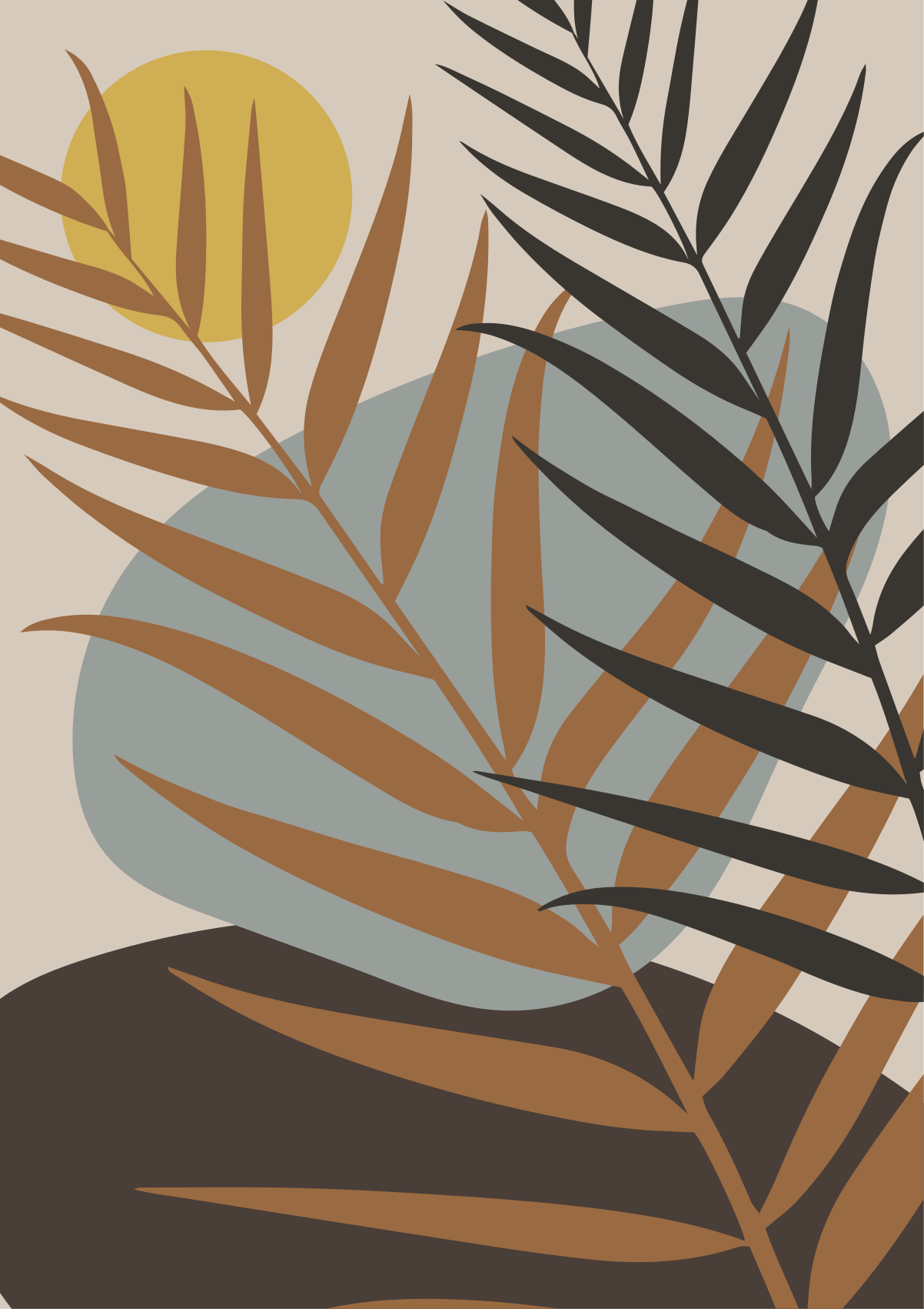 Botanik gün batımı çiçekler ve bitkiler pvc halı - TenStickers