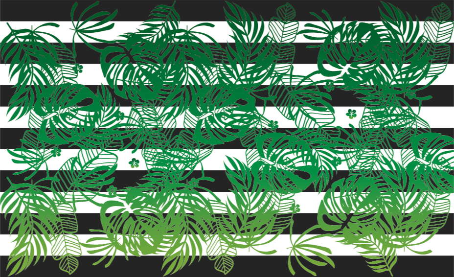 çizgili monstera bitki doğa vinil halı - TenStickers