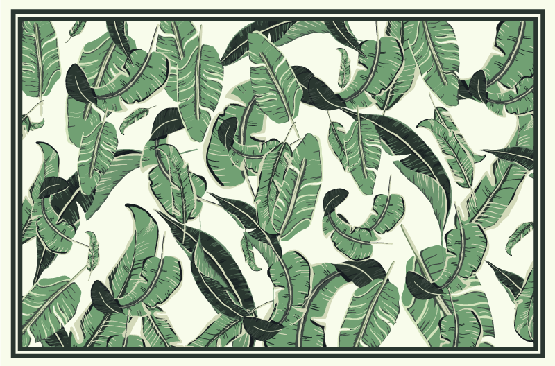 Muz yaprağı tasarımı çiçekler ve bitkiler pvc halı - TenStickers