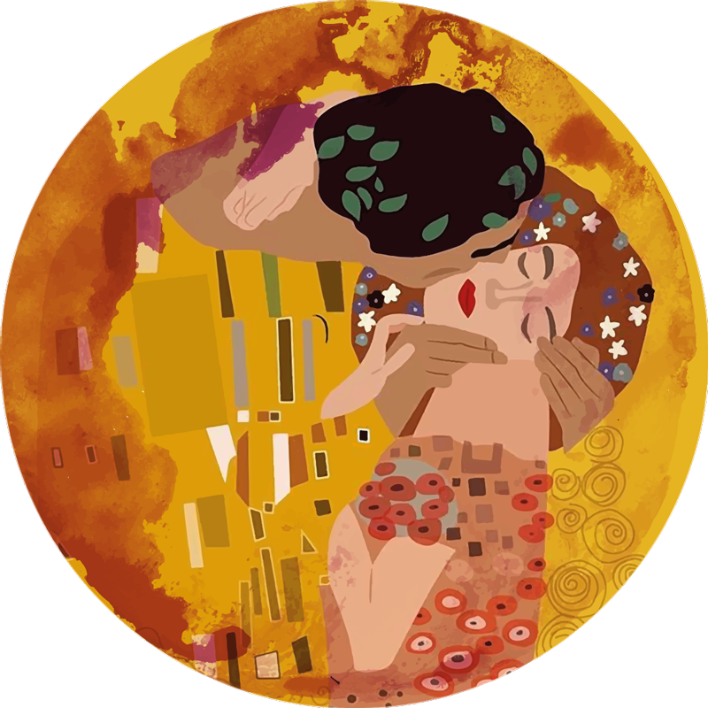 Klimt's kiss vintage vinil halı - TenStickers