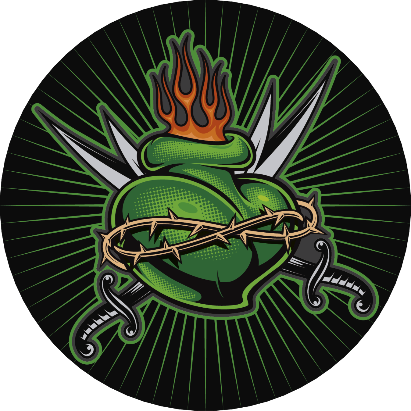 Ateşli kılıç kalbi oyunlar pvc halı - TenStickers