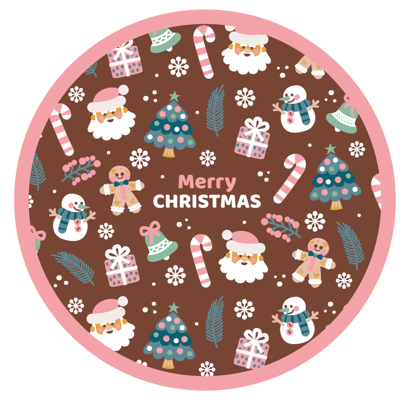 şenlikli yuvarlak daire Noel pvc halı - TenStickers