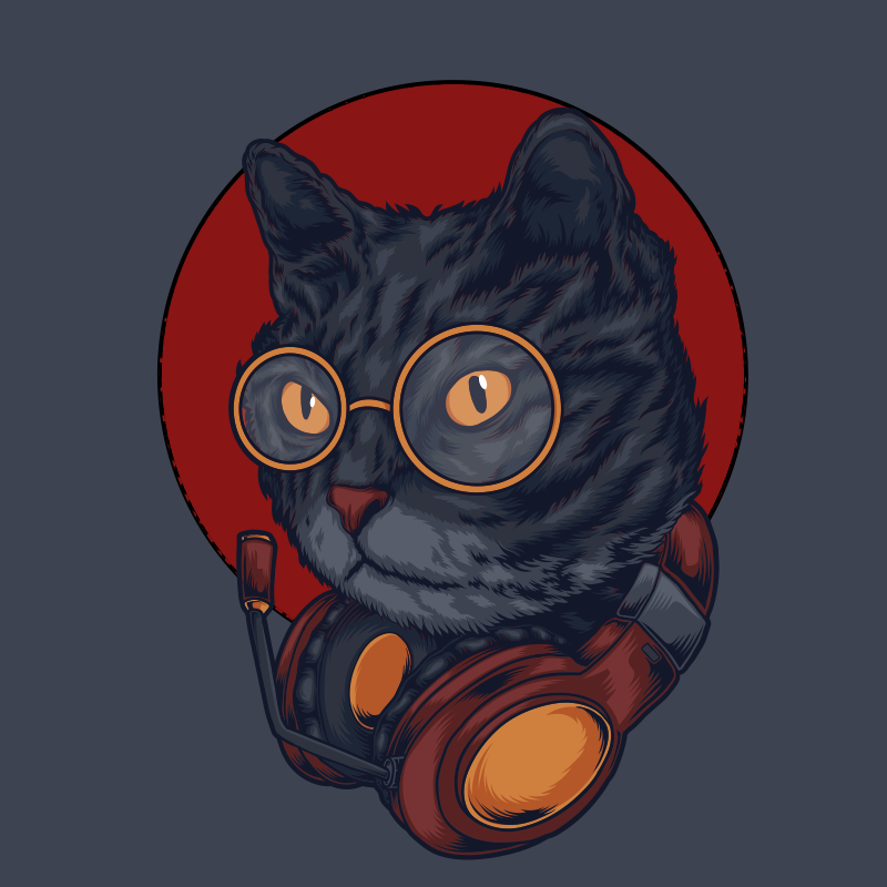 Kedi müzik illüstrasyon hayvan halı - TenStickers