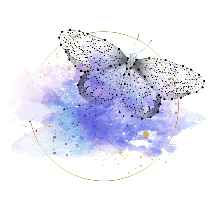 Kelebek suluboya çiçekler ve bitkiler pvc halı - TenStickers