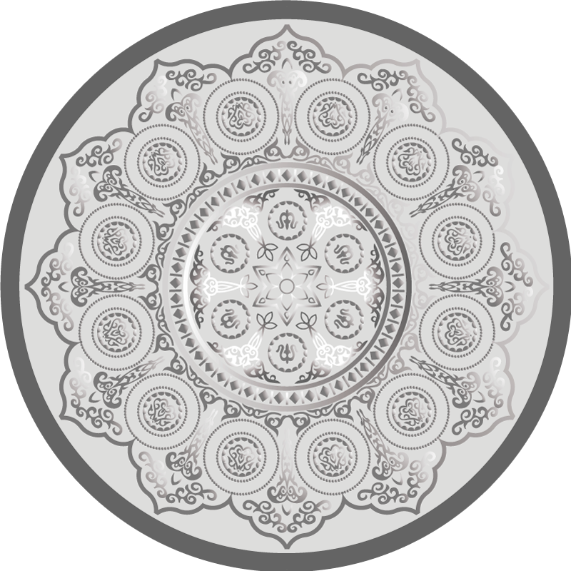 Gri mandala desen mandala vinil halı - TenStickers