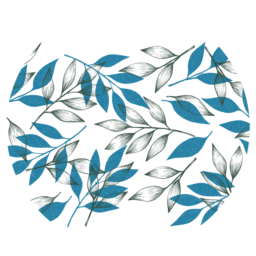 Mavi ve yeşil yapraklar çiçek vinil kilim - TenStickers