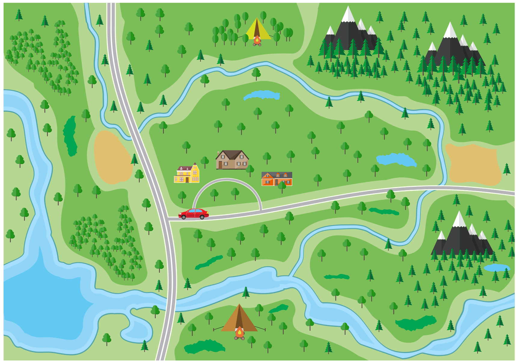 Dağ yolu haritası yol halısı - TenStickers