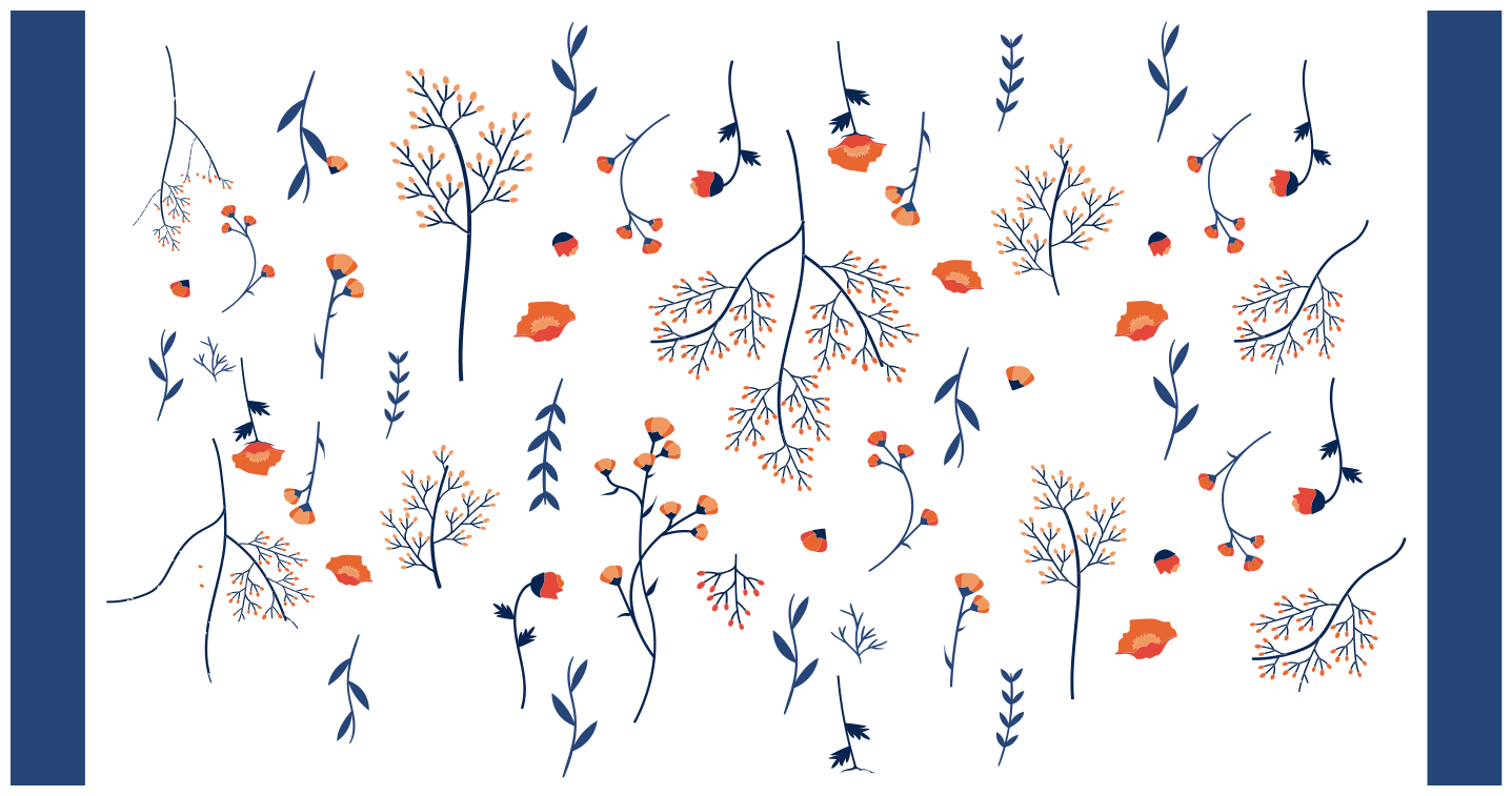 Botanik sonbahar motifi çiçekler ve bitkiler pvc halı - TenStickers