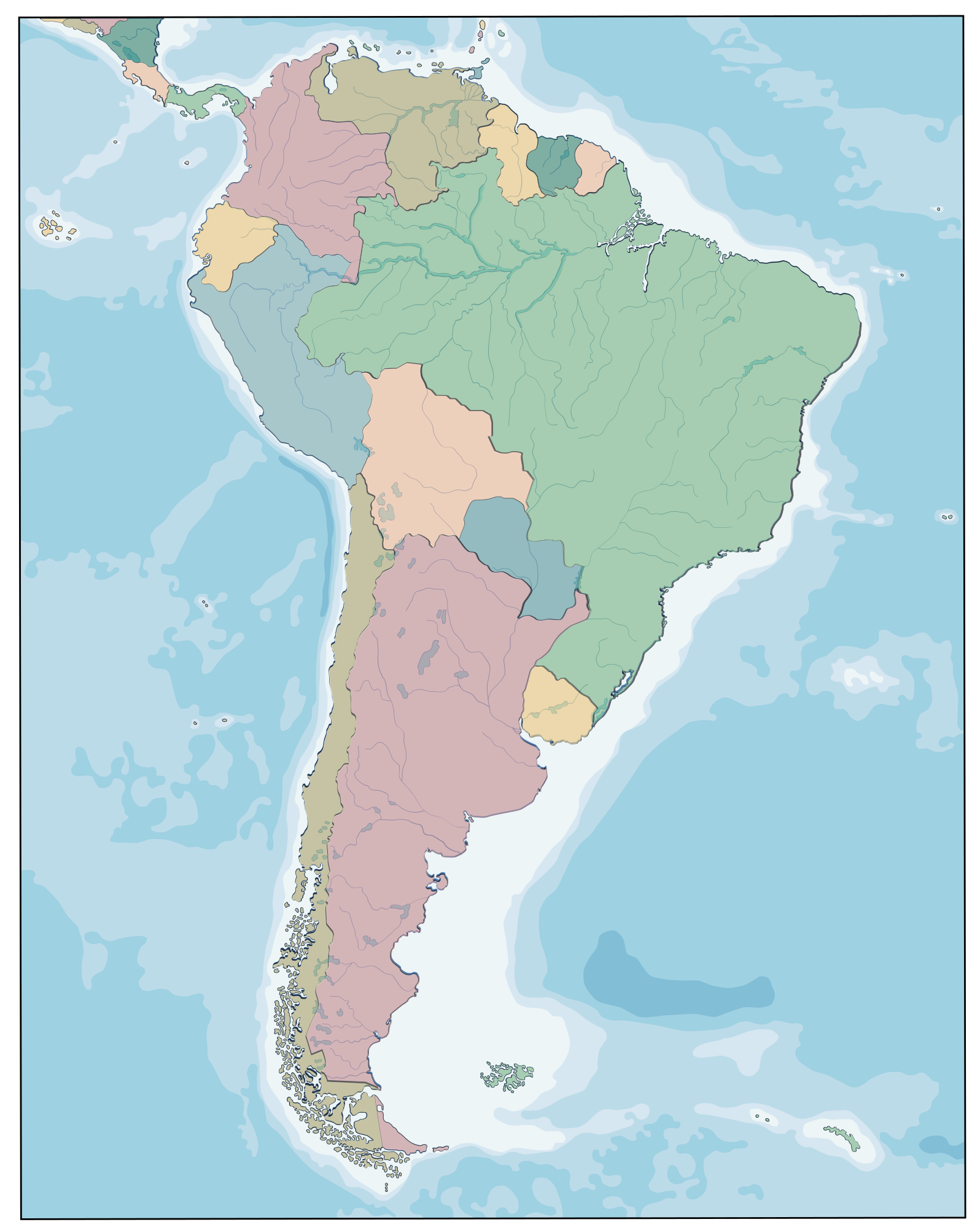Kartografik illüstrasyon dünya haritası pvc halı - TenStickers