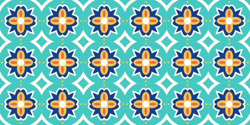 Turkuaz dokulu mozaik yer karoları - TenStickers