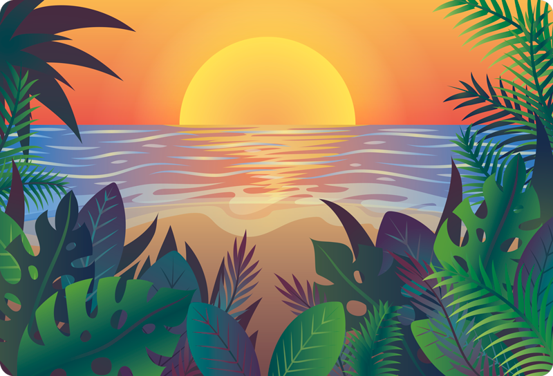 Retro sun beach doğa vinil halı - TenStickers