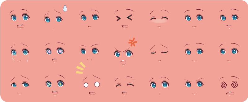 Anime yüzleri genç vinil halı - TenStickers