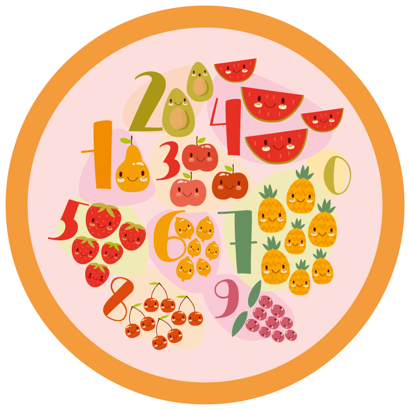 Meyveli sayma çemberi oyunlar pvc halı - TenStickers