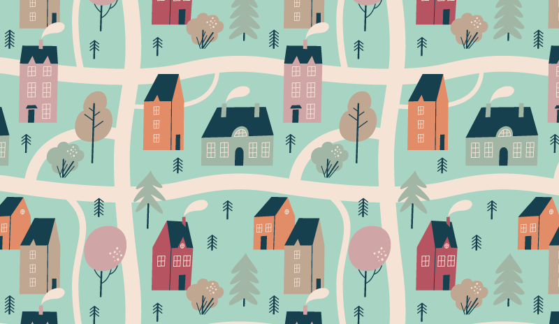 çocuklar köy oynuyor çocukta pvc halı - TenStickers