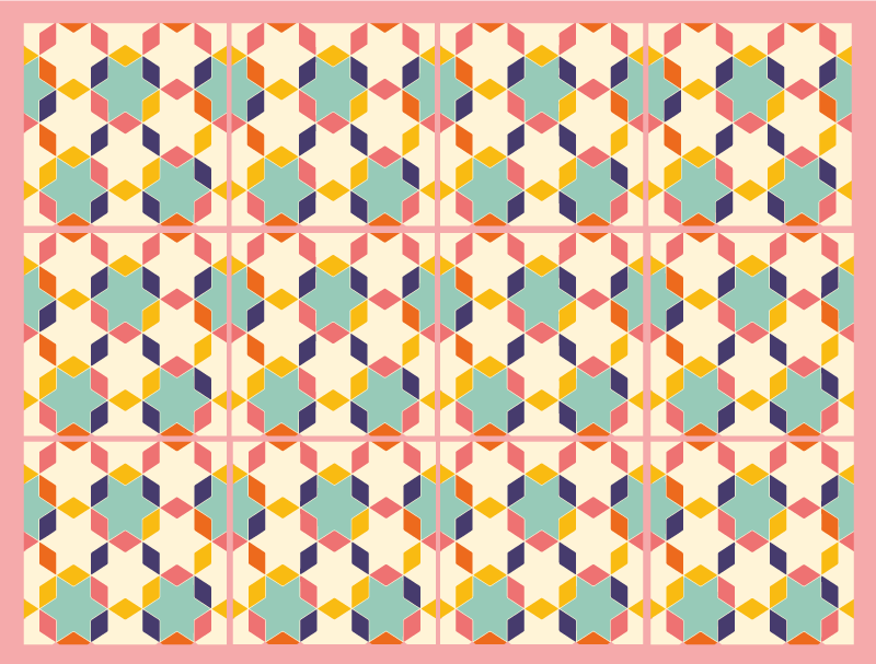 Renkli vintage fayans karo halı - TenStickers