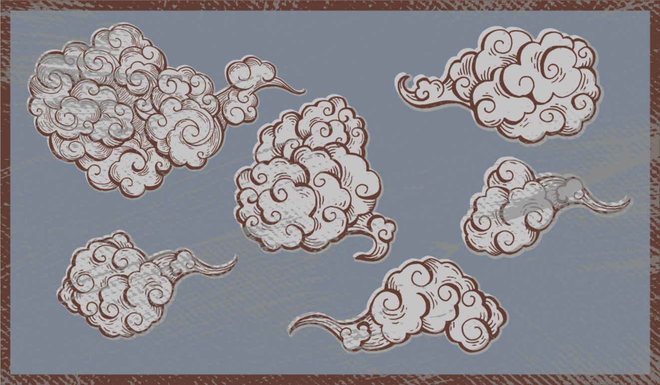 Süslü bulut motifleri yatak odası pvc halı - TenStickers