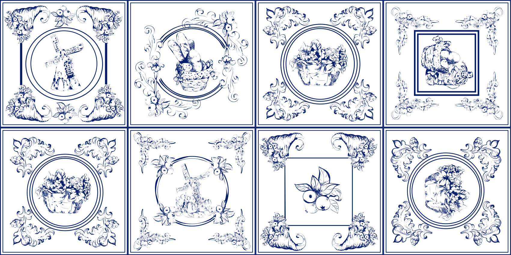 Vintage mavi fayans karo halı - TenStickers