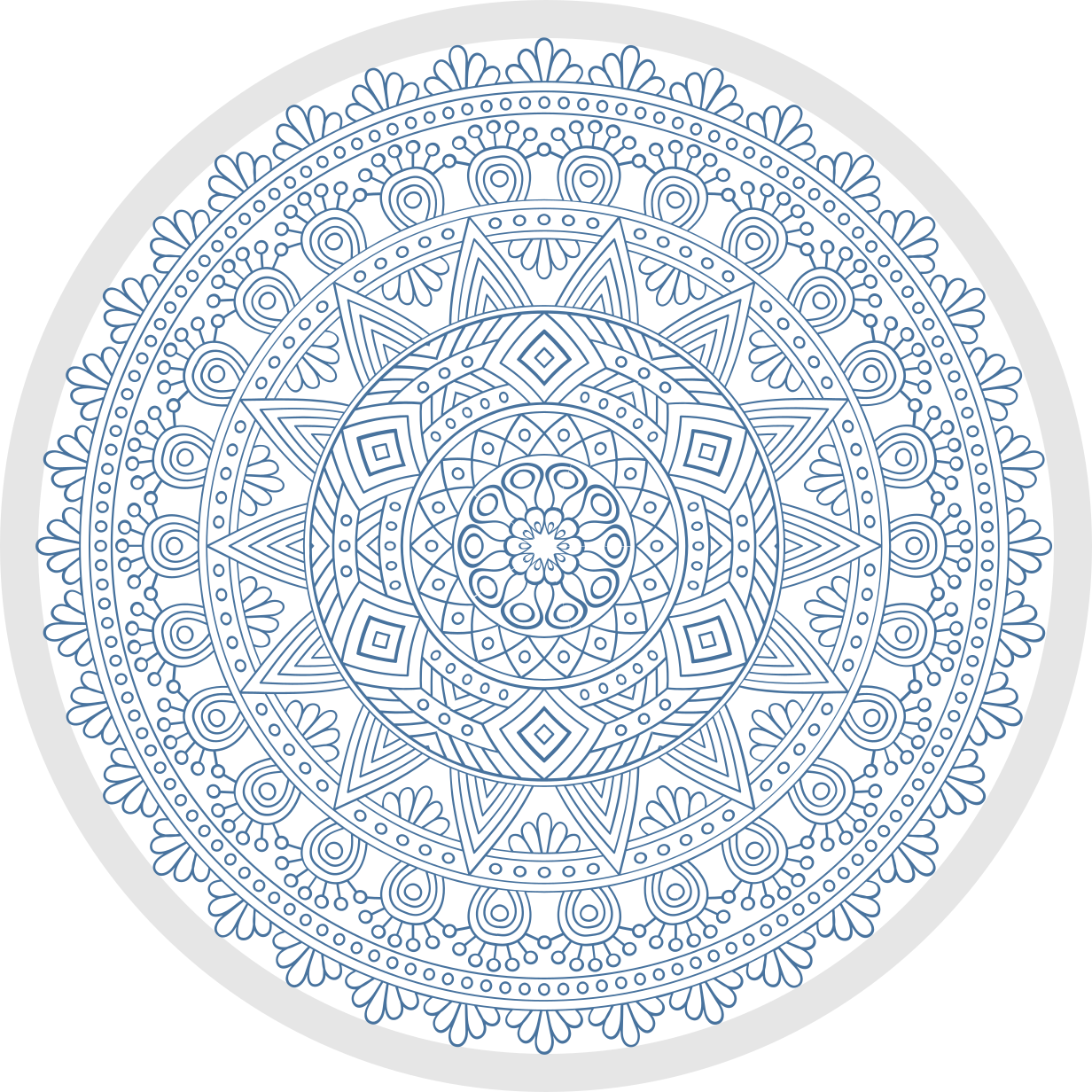 Karmaşık mavi motif mandala pvc halı - TenStickers