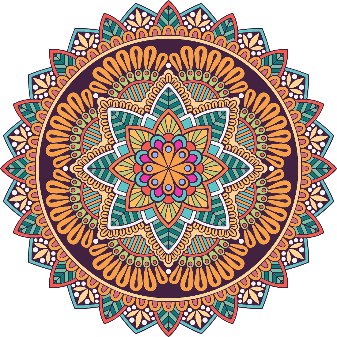 Renkli mandala çiçek mandala vinil halı - TenStickers