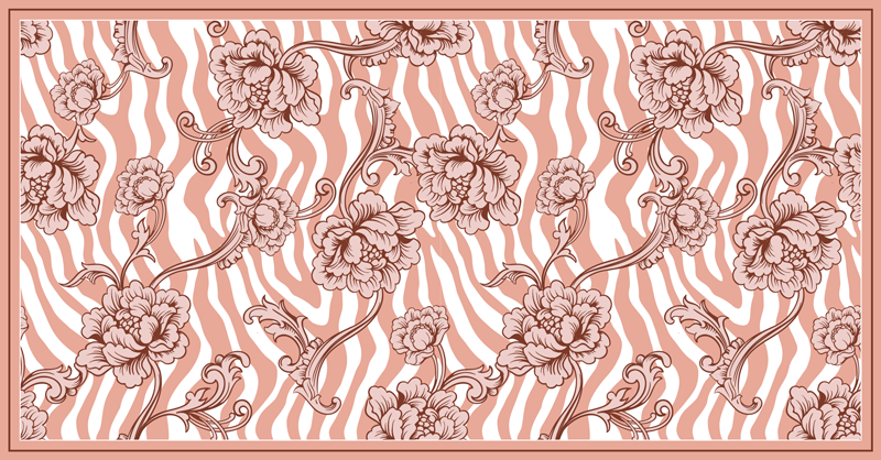 Zebra çiçek füzyonu yatak odası pvc halı - TenStickers