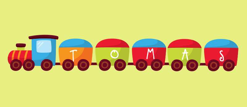 Isim çocuk vinil kilim ile tren - TenStickers