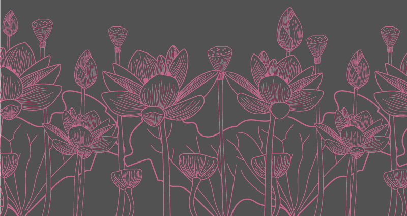 çiçek kontur kroki çiçekler ve bitkiler pvc halı - TenStickers