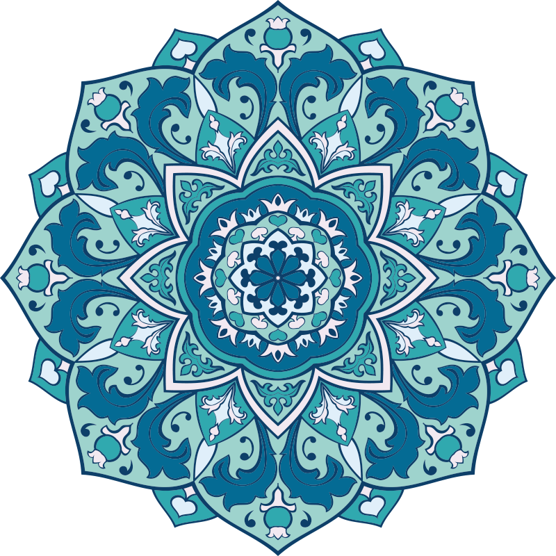 Mavi desenli mandala vinil halı - TenStickers