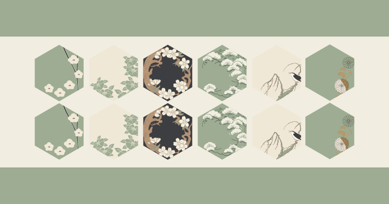 Altıgen geometrik halılarda bitkiler ve dokular - TenStickers