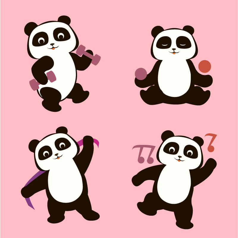 Panda dansı motifi çocukta pvc halı - TenStickers